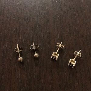 Sterling Silver Earrings, Two Pairs